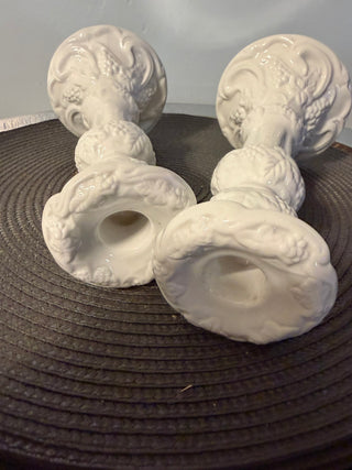 Candleholder SET TWO, White Grape - Taper 9"