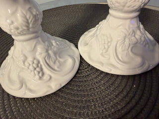 Candleholder SET TWO, White Grape - Taper 9"