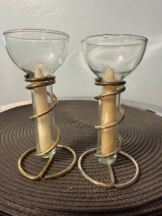 Candleholder SET TWO, 6" Silverplate Spiral Taper
