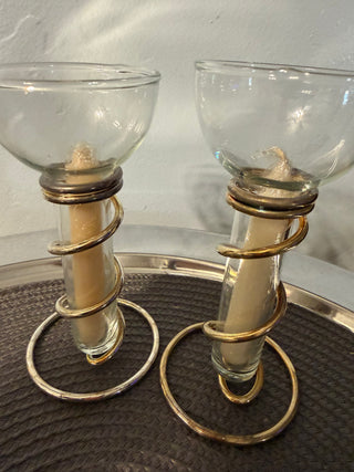 Candleholder SET TWO, 6" Silverplate Spiral Taper