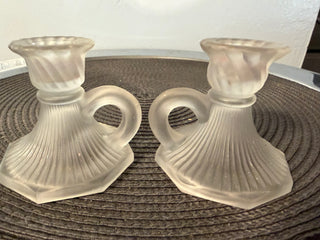 Candleholder SET TWO, 3" Frosted Taper