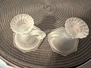 Candleholder SET TWO, 3" Frosted Taper