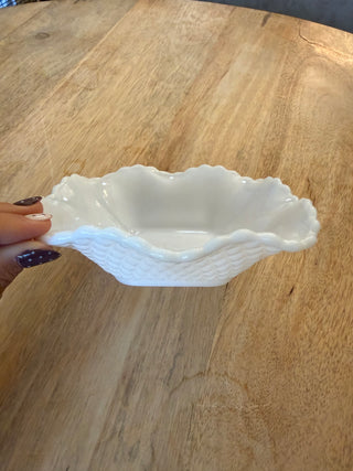 Milk glass trinket dish