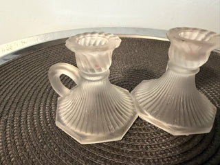 Candleholder SET TWO, 3" Frosted Taper