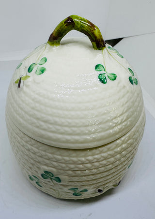 Belleek Pottery Irish Behive Honey Pot - Mid-Cen