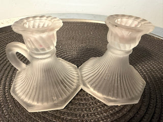 Candleholder SET TWO, 3" Frosted Taper