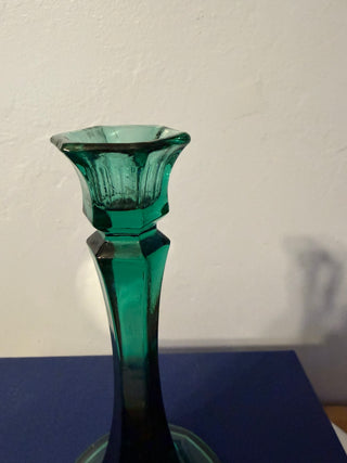 Candleholder Single Taper Green 7.5 inch