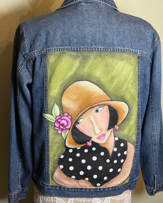Hand painted denim jacket " Frenchie'