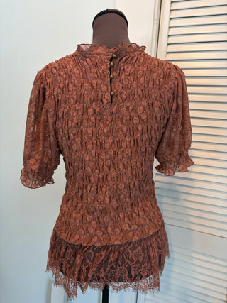 NEW TOP: Anthropologie Smocked Lace (XL)