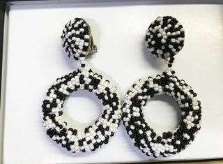 Black & White Dangle Fun Clip Earrings - RSV