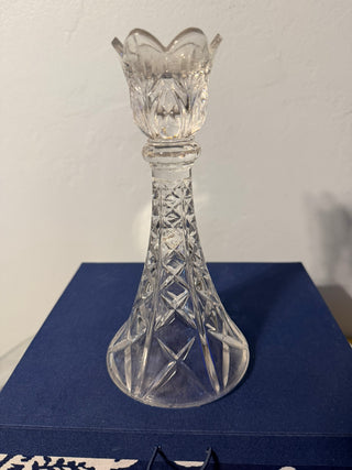 Candleholder Single Taper Pressed Clear 8"