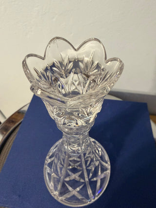 Candleholder Single Taper Pressed Clear 8"