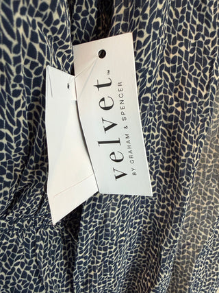 VELVET by Graham & Spencer Gray Smocked Waist Sheer Sleeve Blouse ~ NWT