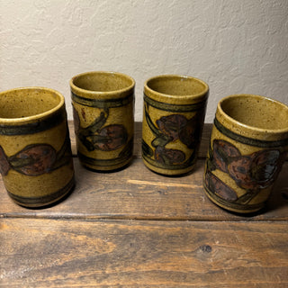Set of 4 Vtg Otagiri Stoneware Sake Cups