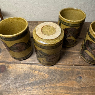 Set of 4 Vtg Otagiri Stoneware Sake Cups