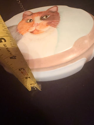 Pirkenhammer Czechoslovakia Porcelain Calico Cat Figurine – Approx. 7.5" Long