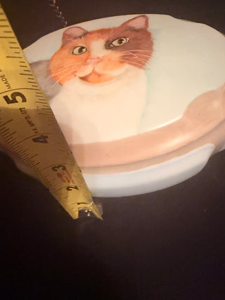 Pirkenhammer Czechoslovakia Porcelain Calico Cat Figurine – Approx. 7.5" Long