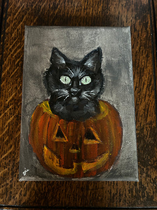 Halloween Cat Acrylic Painting    MTS