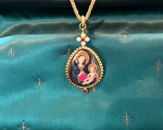 Vintage Vatican Library Madonna and child with 24” chain