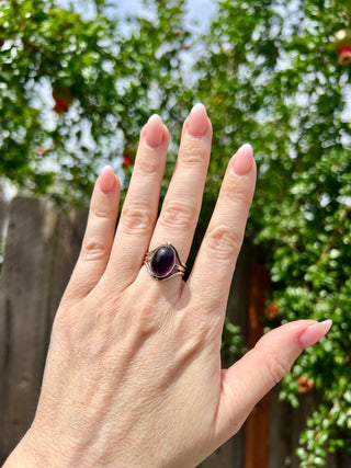 925 Vntg Amethyst Bezel Ring Sz 8