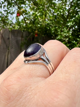 925 Vntg Amethyst Bezel Ring Sz 8