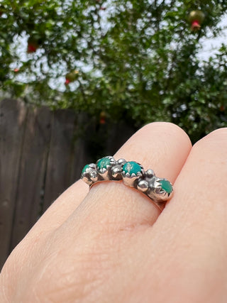 Vntg 925 NA Bezel Turq. 4 Stone Ring Sz 7