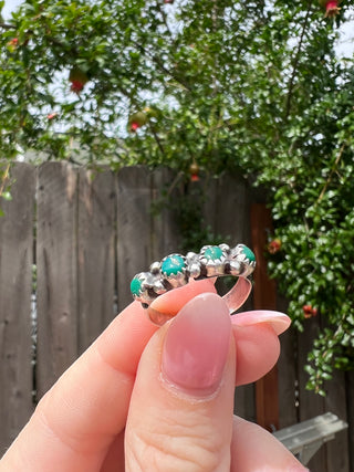 Vntg 925 NA Bezel Turq. 4 Stone Ring Sz 7