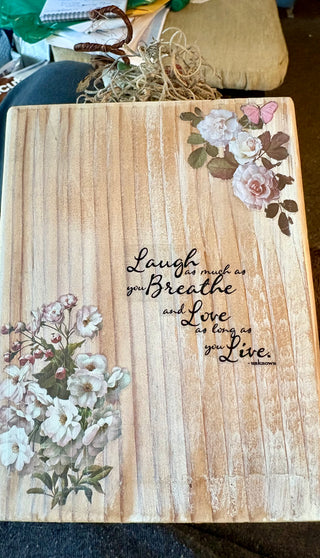 Handmade whitewashed decorative wood block See photos