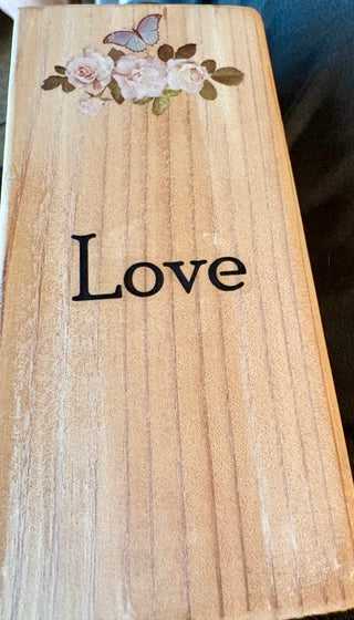 Handmade whitewashed decorative wood block See photos