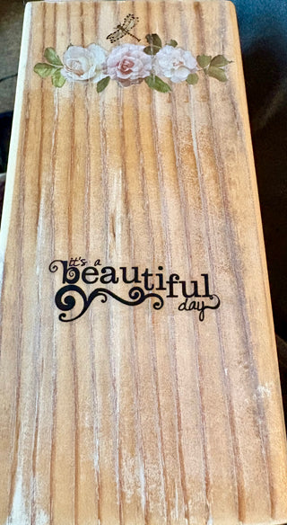 Handmade whitewashed decorative wood block See photos