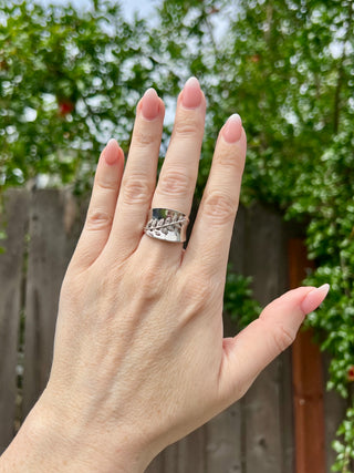 925 Leaf Vine CC Ring Sz 7