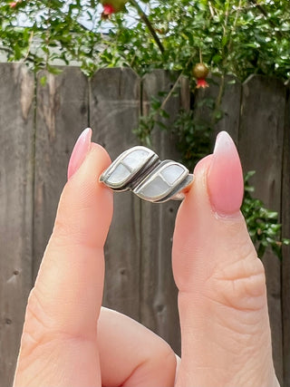 Vntg 925 Mother Of Pearl Inlay Ring Sz 7
