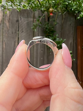 Vntg 925 Mother Of Pearl Inlay Ring Sz 7