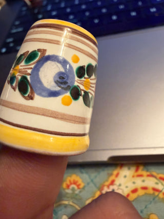 Thimble Vintage Handpainted Ceramic Czechoslovakia Flowers VV