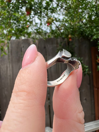 Vntg 925 Mother Of Pearl Inlay Ring Sz 7