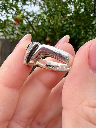 Vntg 925 Mother Of Pearl Inlay Ring Sz 7