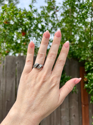 Vntg 925 Mother Of Pearl Inlay Ring Sz 7