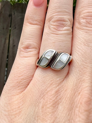 Vntg 925 Mother Of Pearl Inlay Ring Sz 7
