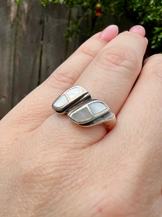 Vntg 925 Mother Of Pearl Inlay Ring Sz 7
