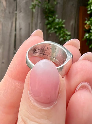 Chunky Vintage Turquoise Inlay Ring Sz 7