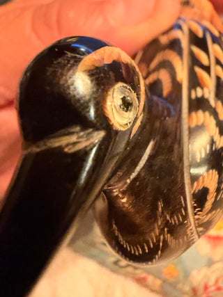 Vintage Hand Carved Wooden Duck Miniature Folk Art Bird Lacquer Decoy