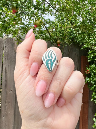 Vintage Bear Paw Turquoise Ring Sz 5.75