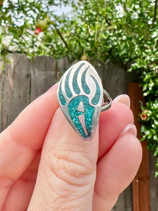 Vintage Bear Paw Turquoise Ring Sz 5.75