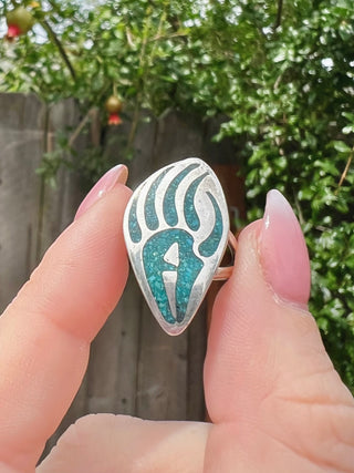 Vintage Bear Paw Turquoise Ring Sz 5.75