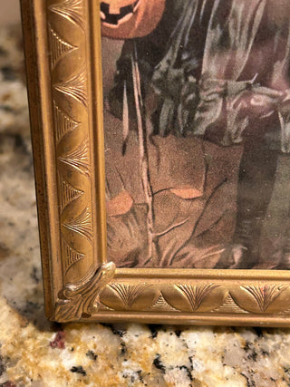 Vintage Gold Frame w/Leaf Design, Witch w/ Cat