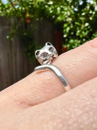 Vntg 925 Cat Ring Sz 7