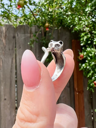 Vntg 925 Cat Ring Sz 7