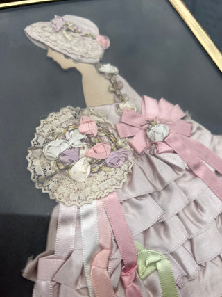 Framed Vintage Ribbon Doll