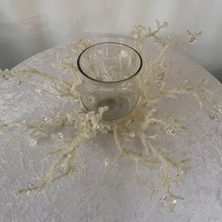 white coral w/ glass dish