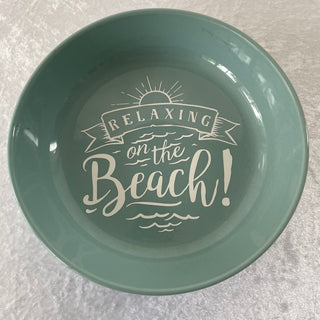 ceramic blue dish, Relaxing on beach